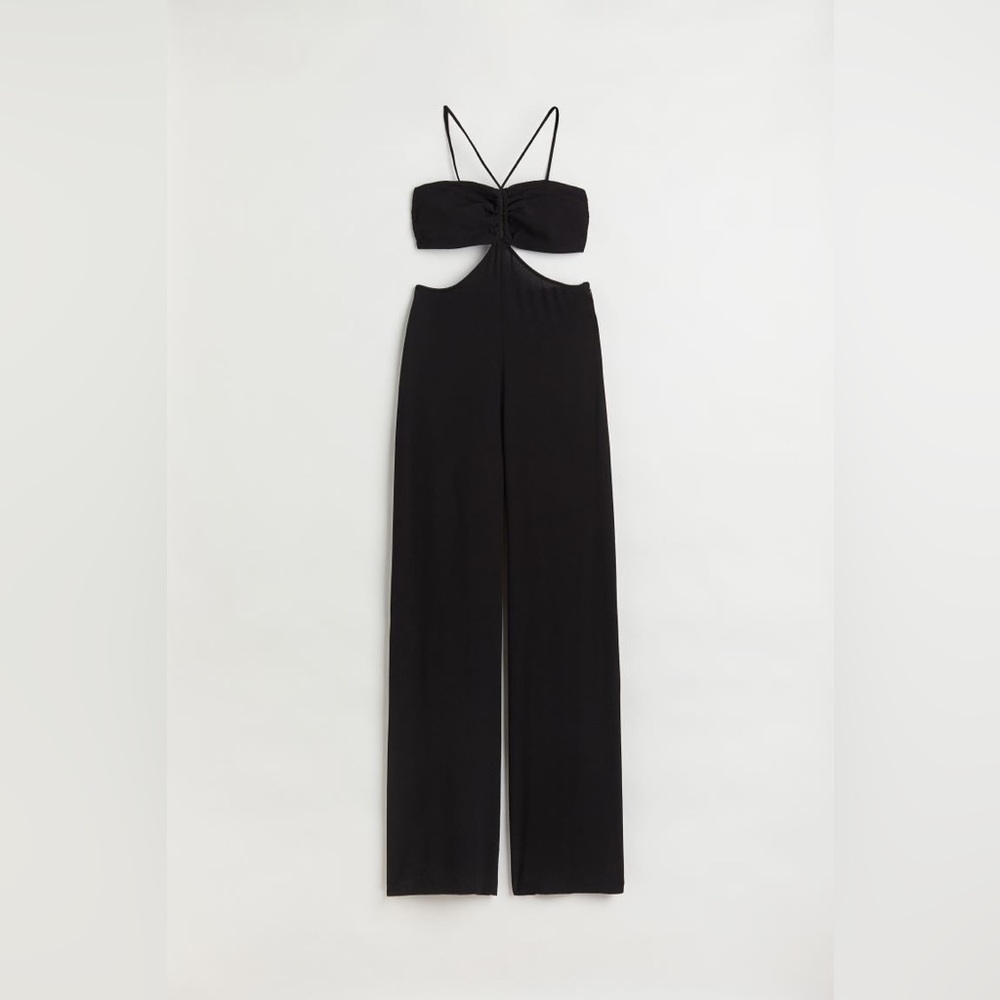 H&M Cut Out Halter Neck Jumpsuit Black XS - 70s Studio 54 Vibes